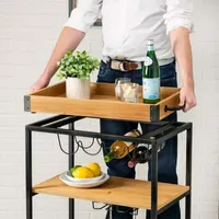 Honey-Can-Do Industrial Bar Cart with Removable Serving Tray