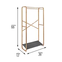 Honey-Can-Do Bamboo And Gray Canvas Garment Racks