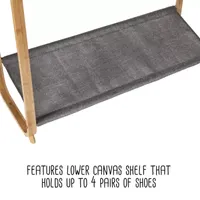 Honey-Can-Do Bamboo And Gray Canvas Garment Rack