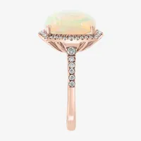 Effy Womens 3/8 CT. T.W. Diamond & Genuine White Opal 14K Rose Gold Cocktail Ring