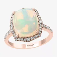 Effy Womens 3/8 CT. T.W. Diamond & Genuine White Opal 14K Rose Gold Cocktail Ring