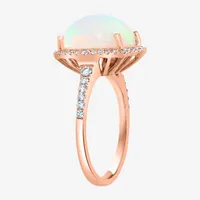 Effy Womens 3/8 CT. T.W. Diamond & Genuine White Opal 14K Rose Gold Cocktail Ring