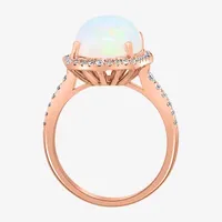 Effy Womens 3/8 CT. T.W. Diamond & Genuine White Opal 14K Rose Gold Cocktail Ring