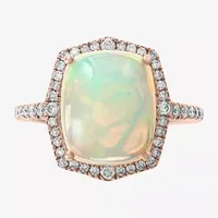 Effy Womens 3/8 CT. T.W. Diamond & Genuine White Opal 14K Rose Gold Cocktail Ring