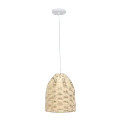 All the Rages Elegant Designs Elongated Coastal Dome Rattan Downlight Natural Pendant Lights