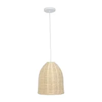 All the Rages Elegant Designs Elongated Coastal Dome Rattan Downlight Natural Pendant Light