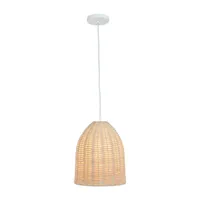 All the Rages Elegant Designs Elongated Coastal Dome Rattan Downlight Natural Pendant Light