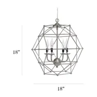 All the Rages Elegant Designs 4 Light Hexagon Industrial Rustic Brushed Nickel Pendant Light