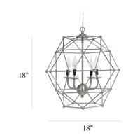 All the Rages Elegant Designs 4 Light Hexagon Industrial Rustic Brushed Nickel Pendant Lights