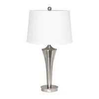 All the Rages Elegant Designs Brushed Nickel Tapered With White Shades 3-pc. Lamp Set