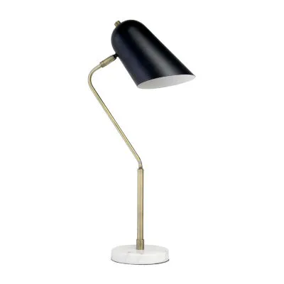 All the Rages Lalia Home Asymmetrical Marble With Black Sloped Shade Floor Lamp