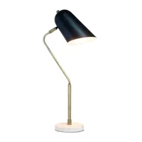 All the Rages Lalia Home Asymmetrical Marble With Black Sloped Shade Floor Lamp