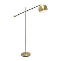 All the Rages Lalia Home Black Matte Swivel  With Inner White Dome Shade Floor Lamp