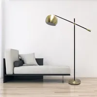 All the Rages Lalia Home Black Matte Swivel  With Inner White Dome Shade Floor Lamp