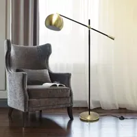 All the Rages Lalia Home Black Matte Swivel  With Inner White Dome Shade Floor Lamp