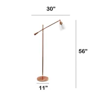 Lalia Home Swing Arm Floor Lamp with Clear Glass Cylindrical Shade