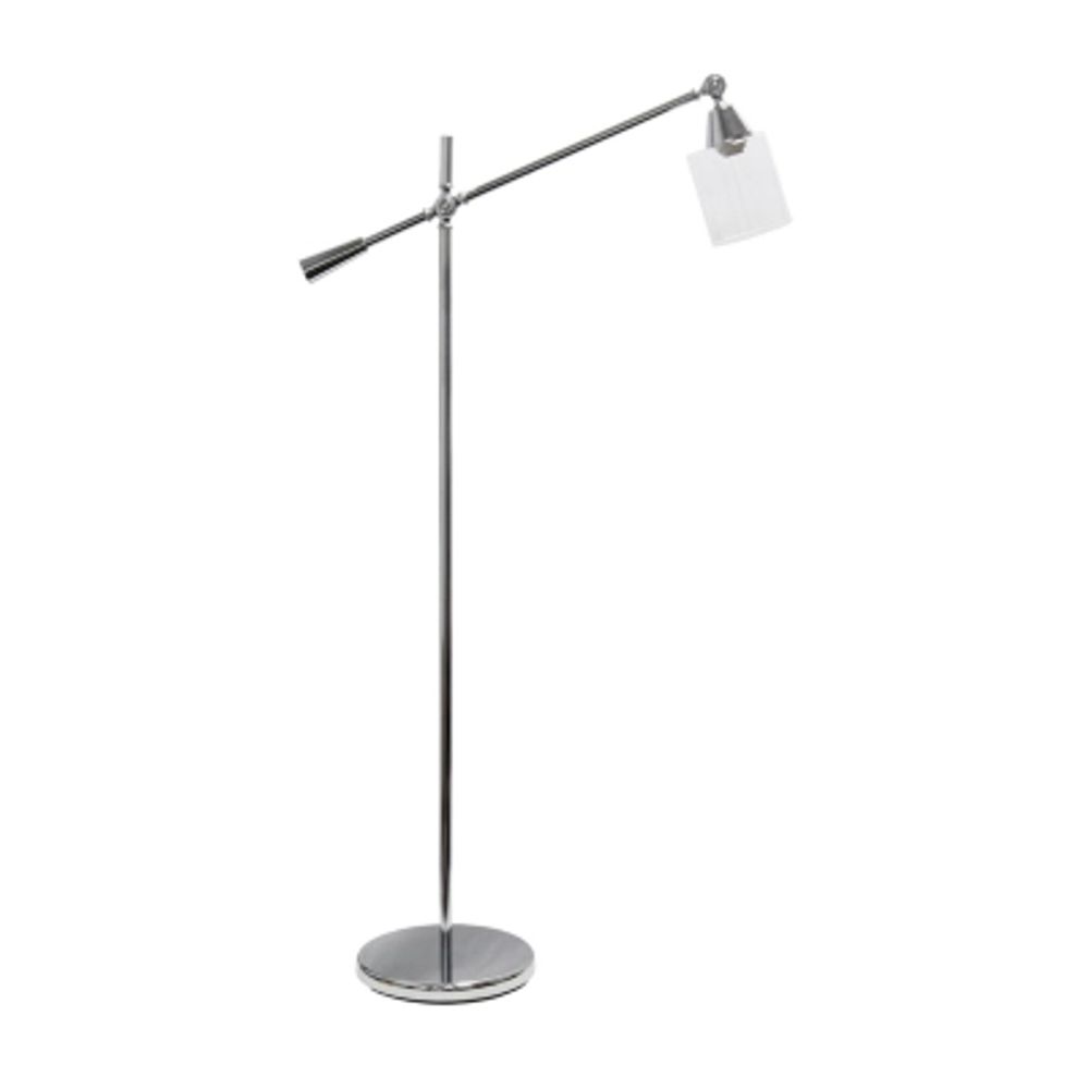 Lalia Home Swing Arm Floor Lamp with Clear Glass Cylindrical Shade