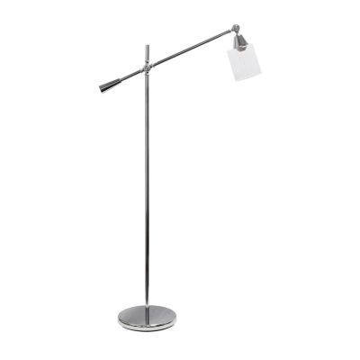 Lalia Home Swing Arm Floor Lamp with Clear Glass Cylindrical Shade