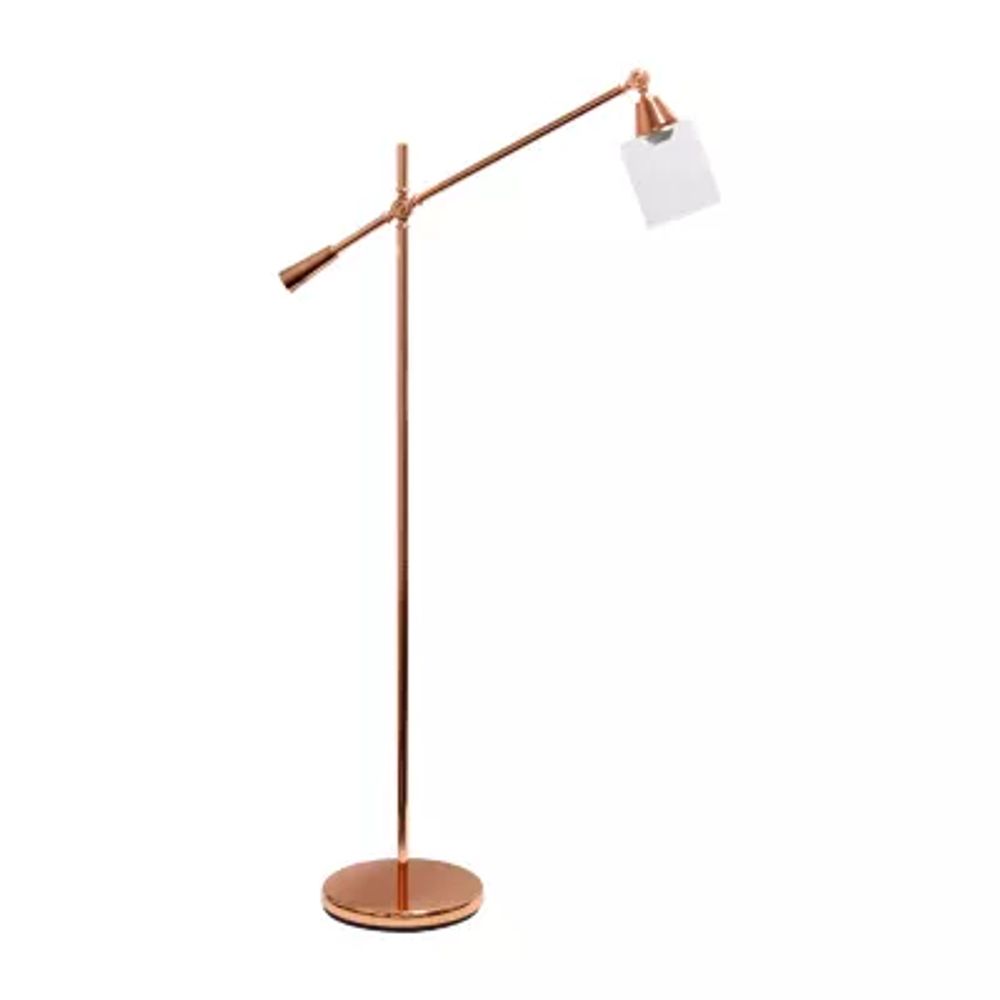 Lalia Home Swing Arm Floor Lamp with Clear Glass Cylindrical Shade