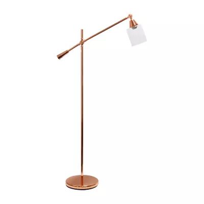 Lalia Home Swing Arm Floor Lamp with Clear Glass Cylindrical Shade