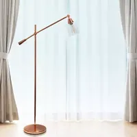 Lalia Home Swing Arm Floor Lamp with Clear Glass Cylindrical Shade