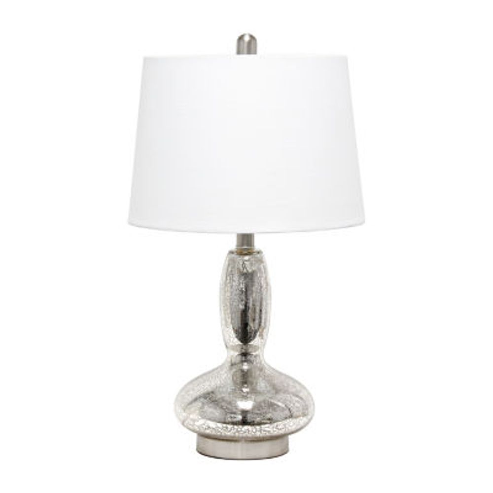 Lalia Home Glass Dollop With White Fabric Shade Table Lamp