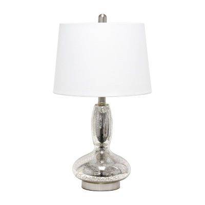 Lalia Home Glass Dollop With White Fabric Shade Table Lamp