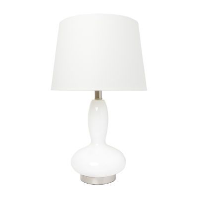 Lalia Home Glass Dollop With White Fabric Shade Table Lamp