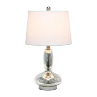 Lalia Home Glass Dollop With White Fabric Shade Table Lamp