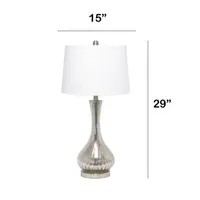 All the Rages Lalia Home Speckled Mercury Tear Drop  With White Fabric Shade Table Lamp