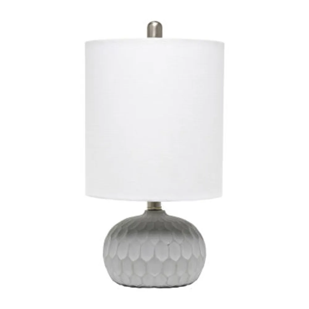 All the Rages Lalia Home Thumbprint With White Fabric Shade Table Lamp