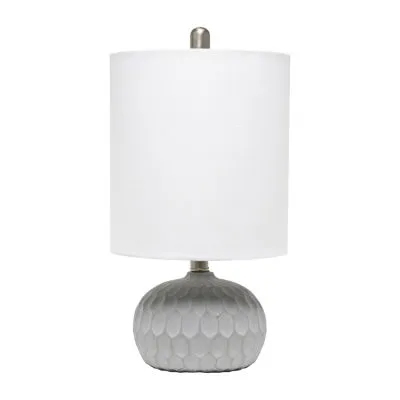 All the Rages Lalia Home Thumbprint With White Fabric Shade Table Lamp