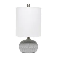 All the Rages Lalia Home Thumbprint With White Fabric Shade Table Lamp