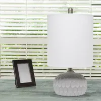 All the Rages Lalia Home Thumbprint With White Fabric Shade Table Lamp