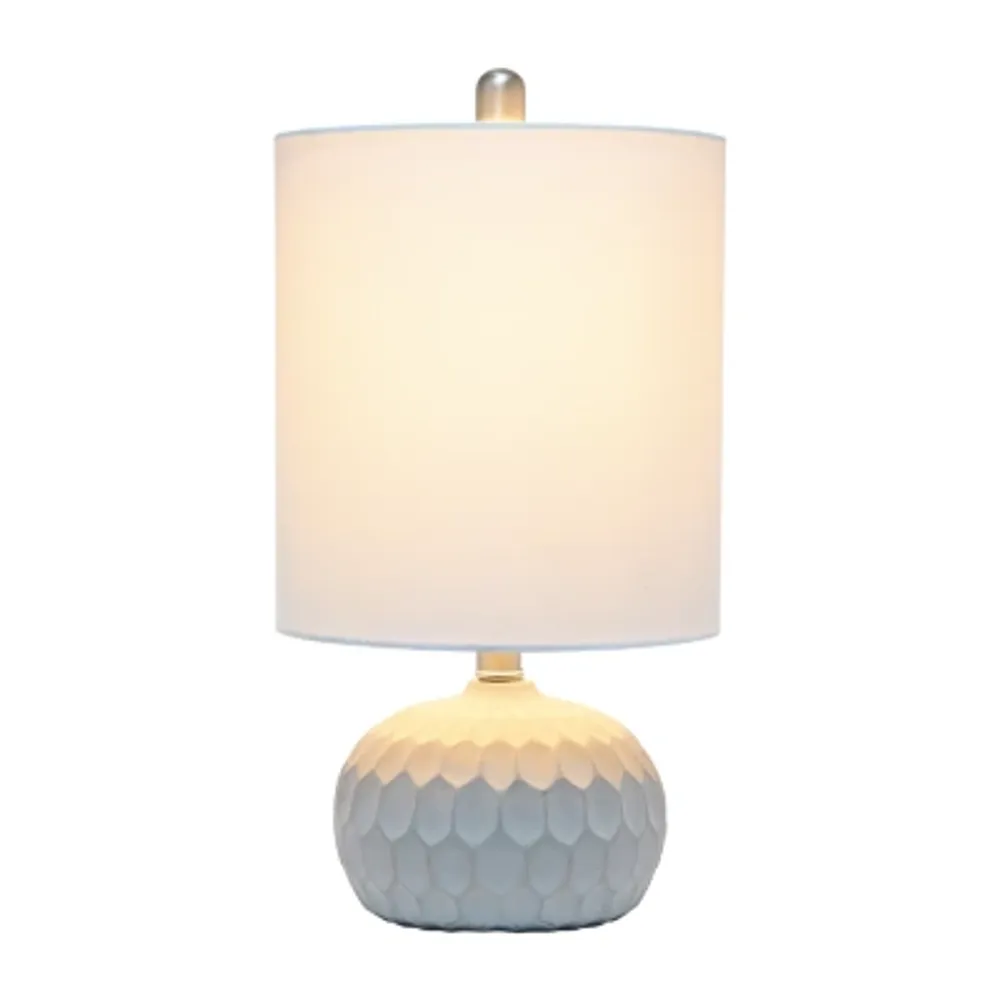 All the Rages Lalia Home Thumbprint With White Fabric Shade Table Lamp