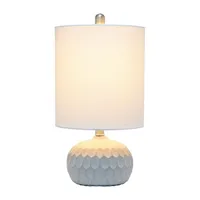 All the Rages Lalia Home Thumbprint With White Fabric Shade Table Lamp