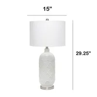 All the Rages Lalia Home Argyle Classic White  With Fabric Shade Table Lamp