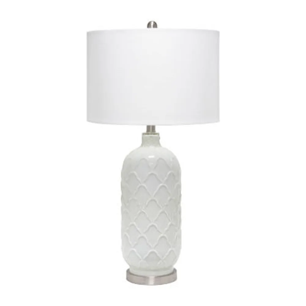 All the Rages Lalia Home Argyle Classic White  With Fabric Shade Table Lamp