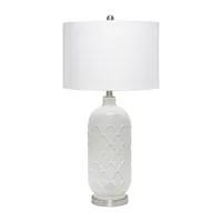 All the Rages Lalia Home Argyle Classic White  With Fabric Shade Table Lamp