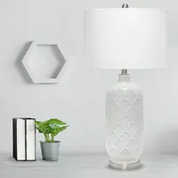 All the Rages Lalia Home Argyle Classic White  With Fabric Shade Table Lamp