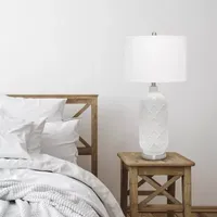 All the Rages Lalia Home Argyle Classic White  With Fabric Shade Table Lamp