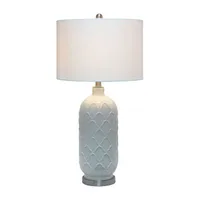 All the Rages Lalia Home Argyle Classic White  With Fabric Shade Table Lamp