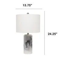 All the Rages Lalia Home Marbleized With White Fabric Shade Table Lamp