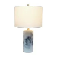 All the Rages Lalia Home Marbleized With White Fabric Shade Table Lamp