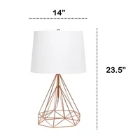 Lalia Home Geometric Wired Table Lamp with Fabric Shade
