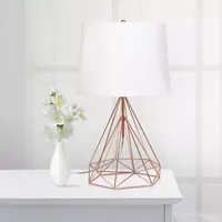 Lalia Home Geometric Wired Table Lamp with Fabric Shade