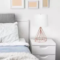 Lalia Home Geometric Wired Table Lamp with Fabric Shade