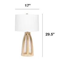 All the Rages Lalia Home Wooded Arch Farmhouse With White Fabric Shade Table Lamp