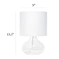 Simple Designs Glass Raindrop Table Lamp with Fabric Shade