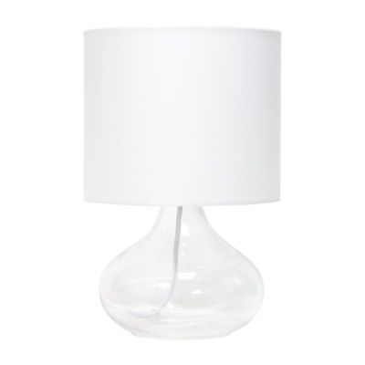 Simple Designs Glass Raindrop Table Lamp with Fabric Shade